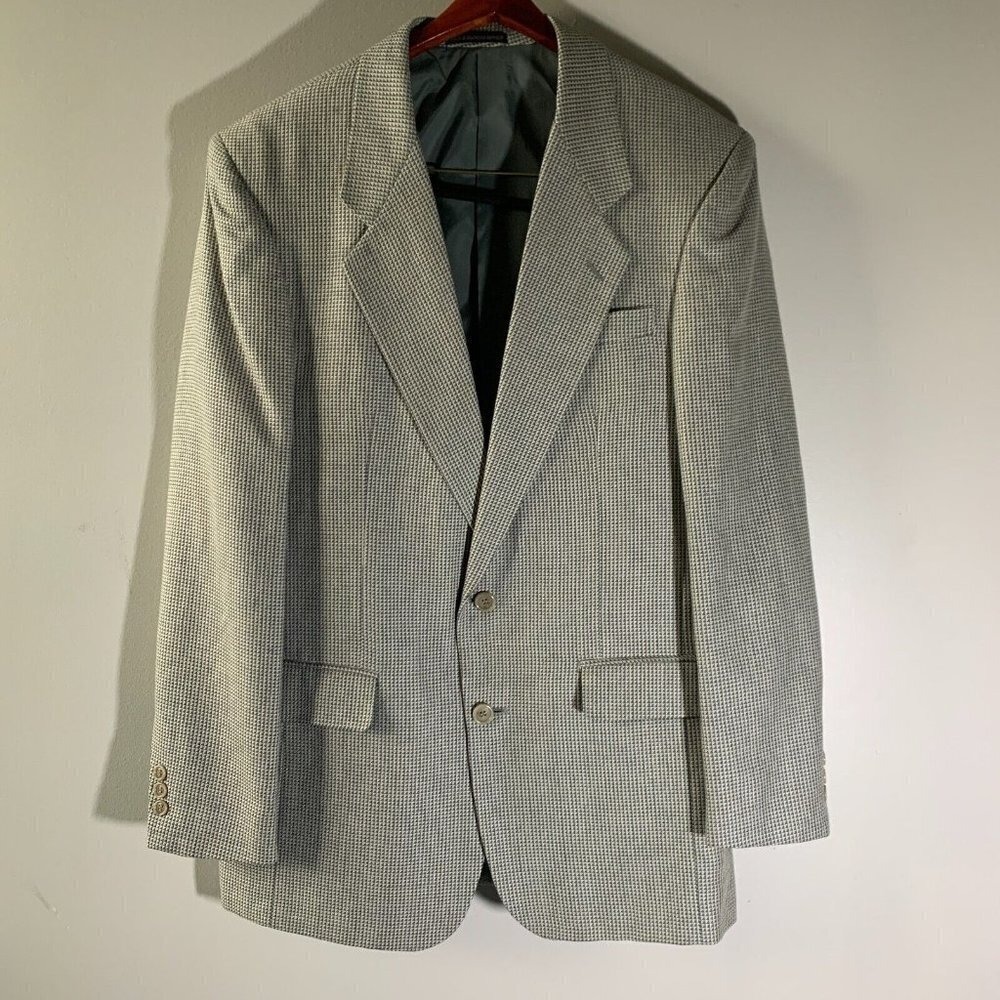 PIERRE BALMAIN Paris Mens Blazer Jacket Sz 42 Micro Plaid Check Suit Sport‎ Coat